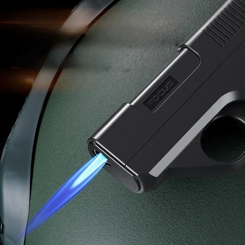 Gun Type Butane Gas Lighter Three Capacity Cigarette Holder