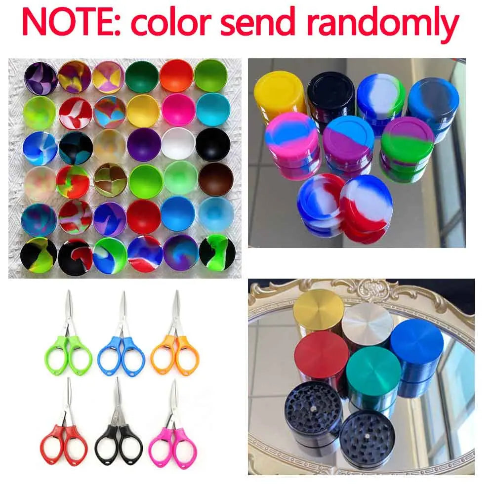 1Set Smoking Kit With 40mm Grinder 67mm Silicone Bowl Lighter Holder 5ml Silicone Jar Scissors