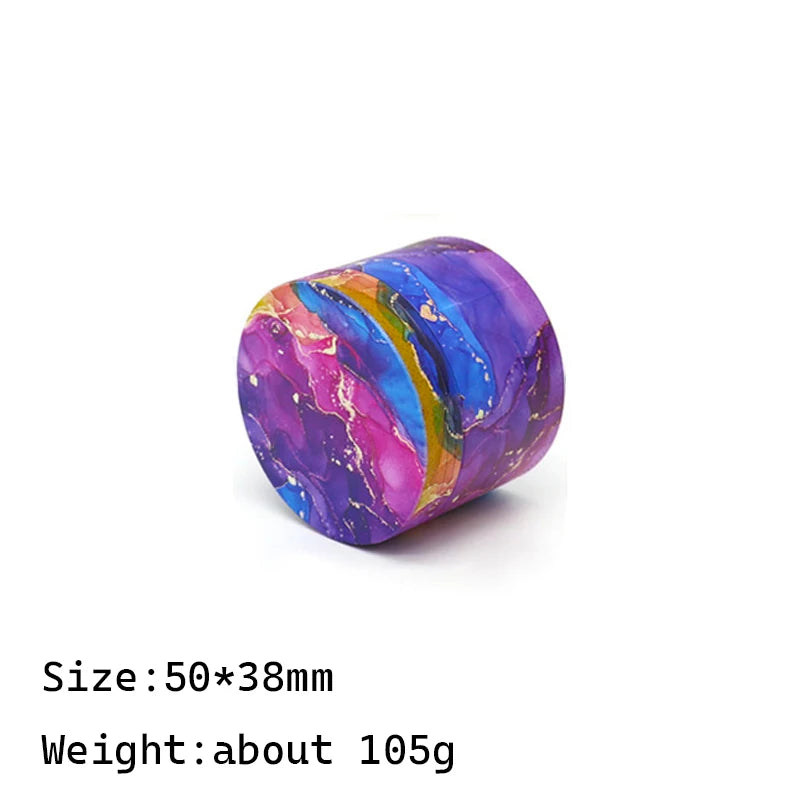 50mm Colorful Pattern Tobacco Grinder 4-layer Zinc Alloy