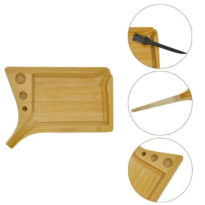 Wood Rolling Tray with Bamboo Cone