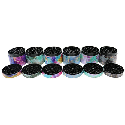 50mm Colorful Pattern Tobacco Grinder 4-layer Zinc Alloy