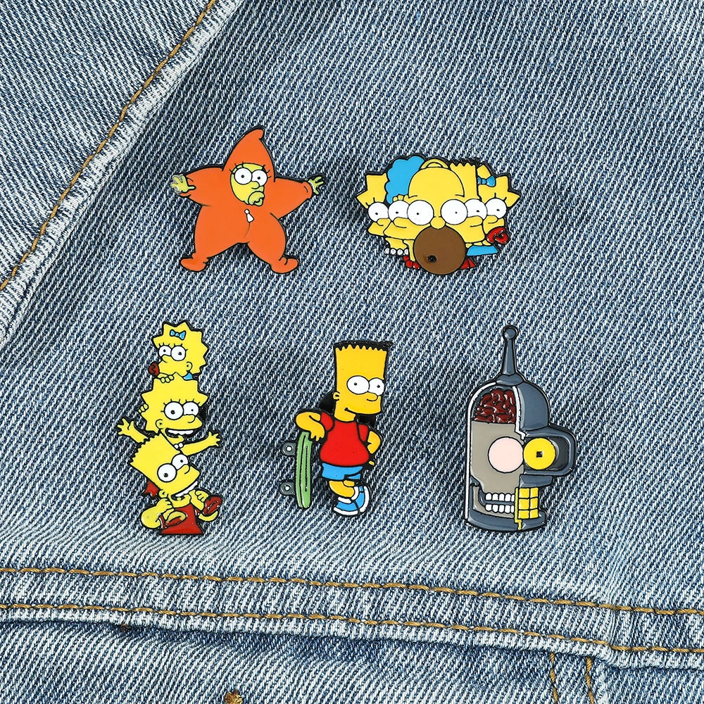 The Simpsons Metal Enamel Brooches