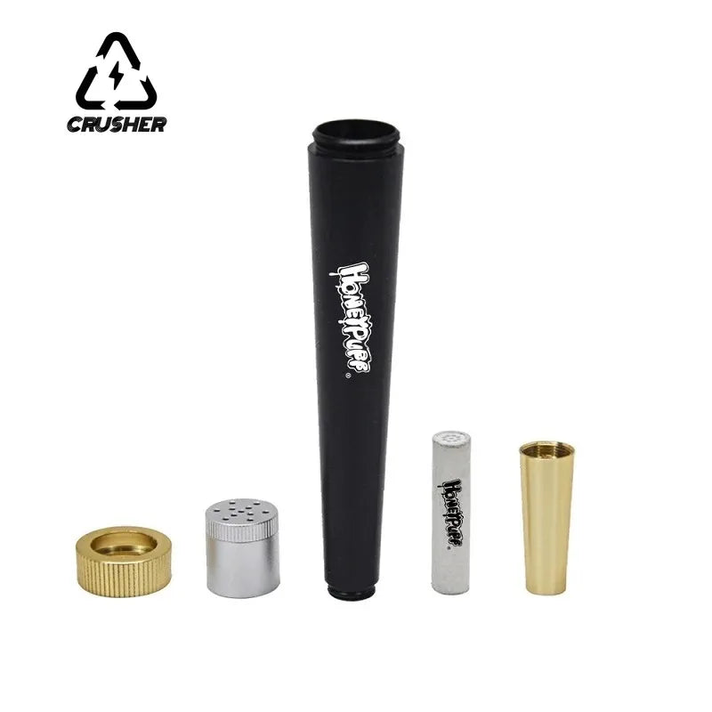 Metal Cone Herb Smoking Pipe with 5MM Activated Carbon Filter