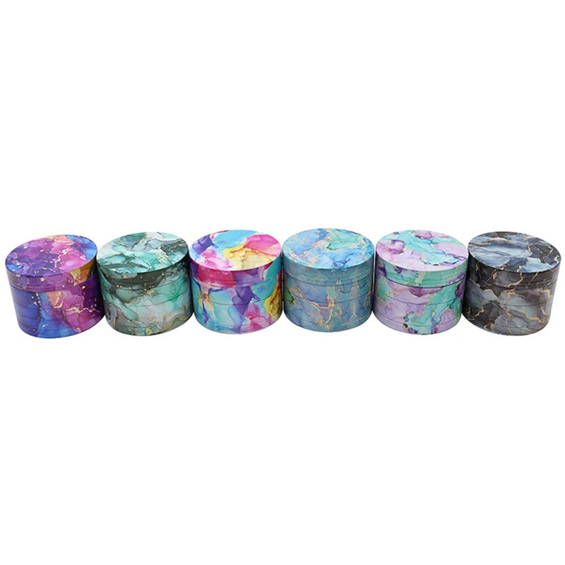 50mm Colorful Pattern Tobacco Grinder 4-layer Zinc Alloy