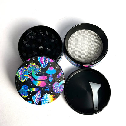 50MM 4 layer Metal Herb Grinder Mushroom Pattern