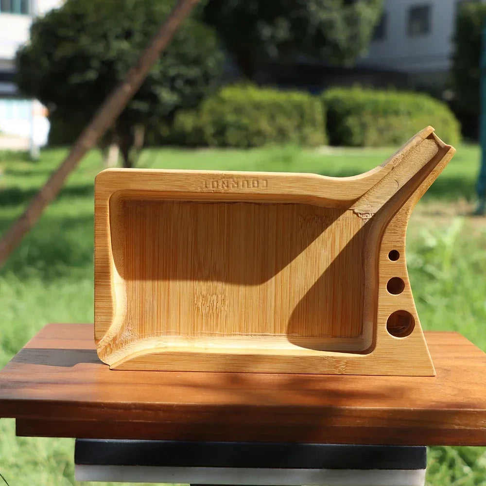 Wood Rolling Tray with Bamboo Cone