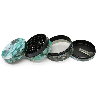 50mm Colorful Pattern Tobacco Grinder 4-layer Zinc Alloy