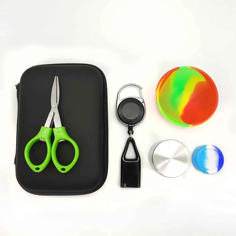 1Set Smoking Kit With 40mm Grinder 67mm Silicone Bowl Lighter Holder 5ml Silicone Jar Scissors