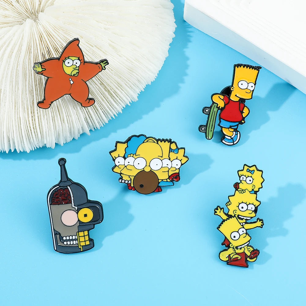 The Simpsons Metal Enamel Brooches