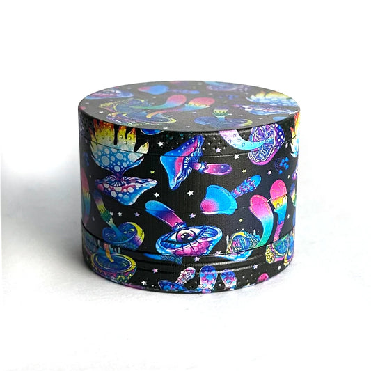 50MM 4 layer Metal Herb Grinder Mushroom Pattern