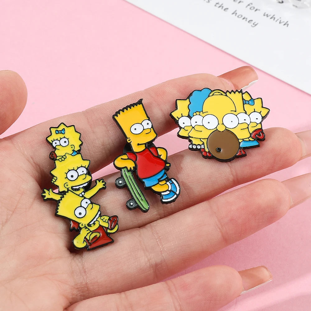 The Simpsons Metal Enamel Brooches