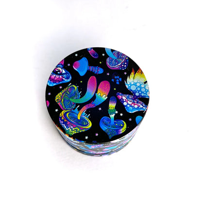 50MM 4 layer Metal Herb Grinder Mushroom Pattern