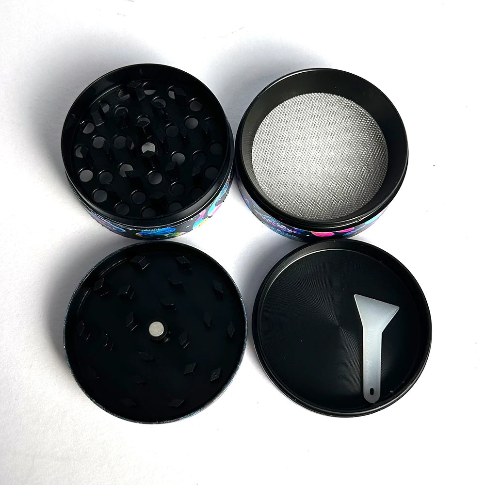 50MM 4 layer Metal Herb Grinder Mushroom Pattern