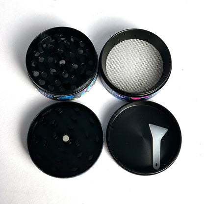 50MM 4 layer Metal Herb Grinder Mushroom Pattern